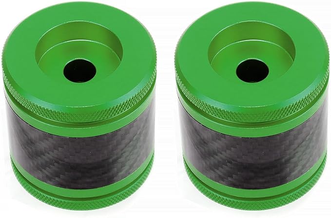 Crash Bar Sliders End Caps CNC Carbon Fiber Inlay Decorative Sliders Fits for 1.25" Front Engine Guard Rear Saddlebag Guard CNC 60mm (Green)