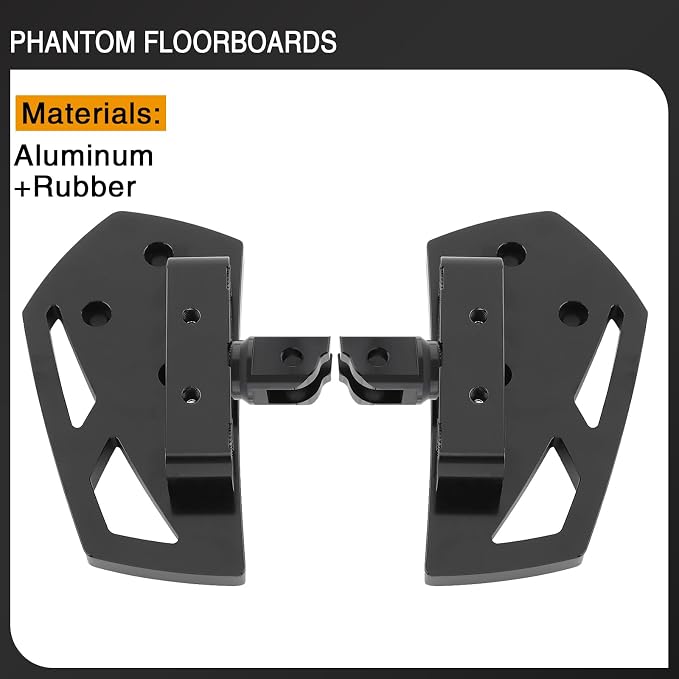 Motorcycle Floorboards Phantom Front Foot Pegs Footrest for Harley Softail 2018-2024 Fat Boy Street Bob Low Rider Sport Glide Slim Fatbob Breakout 114 (Black)