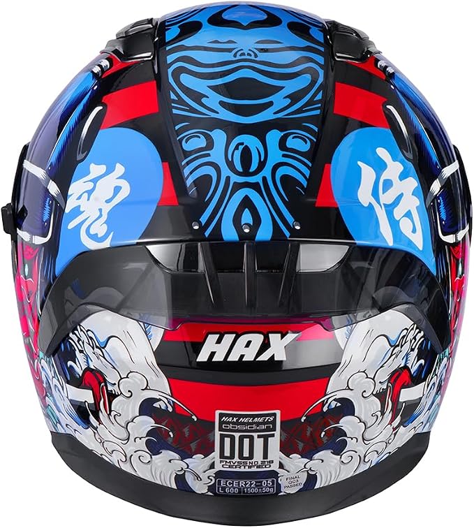 HAX Obsidian Full Face Dual Visor Adult Motorcycle Helmet for Motorbike Street Bike with Pinlock Ready DOT Approved Samurai Red XL