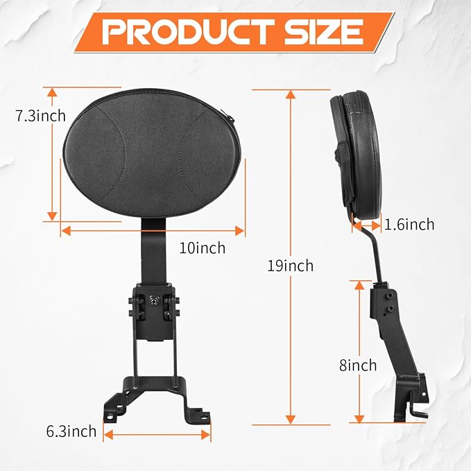 AUFER Front Driver Rider Plug-In Backrest Sissy Bar With Back Rest Pad Mounting Kit Compatible With For Chief Chieftain Classic Roadmaster Springfield 2014-2025 (Detachable,Adjustable)