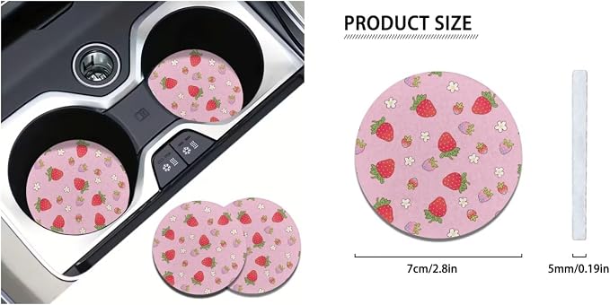 Ystardream Strawberry Car Interior Seat Cover Full Set Pink Seat Covers for Car for Women Automotive Vehicle Cushion Cover for Cars SUV Full Set Front and Back Seats Protectors Covers