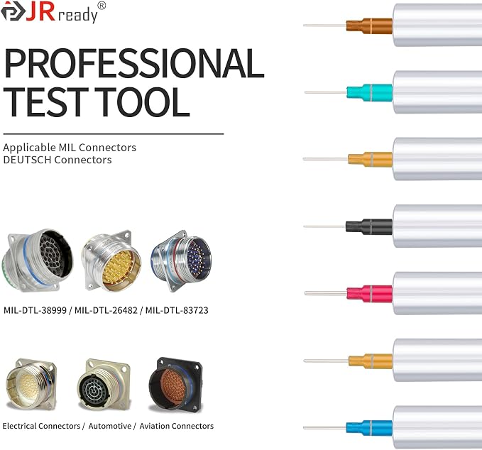 JRready ST5246-HT250 Connector Inspection Tool Kit-HT250-5 Electrical Tension Tester with Socket & Pin Tester Tips Work for Automotive Adjustable Electronic Connector Retention Test Kit