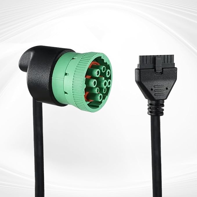 J1939 9 Pin Green to 10 Pin Adapter Cable for PT30 ELD Devices - Heavy Duty Truck Diagnostic Connector for Freightliner Kenworth Peterbilt Westernstar Volvo, SAE J1939 Type 2 ELD Cable