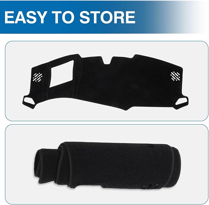 KUST Black Dash Cover for Chevrolet/Chevy Silverado EV 2024 2025 2026 (Only fits for WT Edition. Not fits for RST Edition) Polyester Dashboard Cover Non-Slip Accessories for Silverado EV No Glare