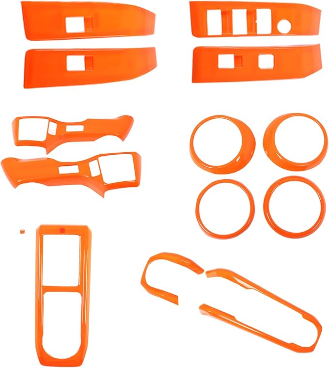 Lcojicep 14PCS Full Set Interior Decoration Trim Kit Compatible with Toyot@ Tacoma 2016-2022 Central Control Dashboard Frame Cover Shift Knob Cover Air Vent Trim Cover Window Button Cover (Orange)