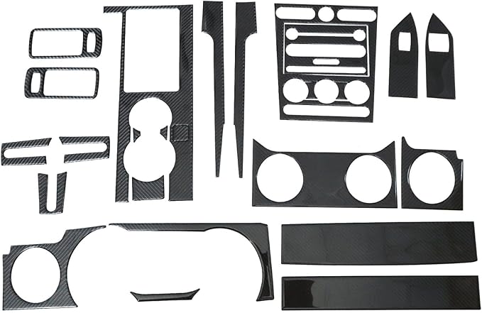 FZJDSD 22PCS Black Carbon Fiber Style Interior Trim Cover Stickers Compatible with Ford Mustang 2005-2009, Carbon Fiber Style Center Console Dashboard Panel Trim Cover Stickers Kit