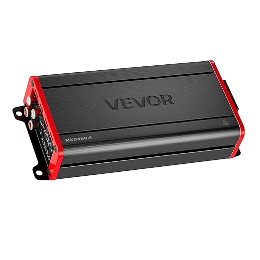 VEVOR 4 Channel Car Audio Amplifier 2 Ohm Stable Bridgeable Class D Full Range Amp Max Power 4 x 272W @ 4 Ohm / 4 x 400W @ 2 Ohm for Car SUV Truck Off-Road