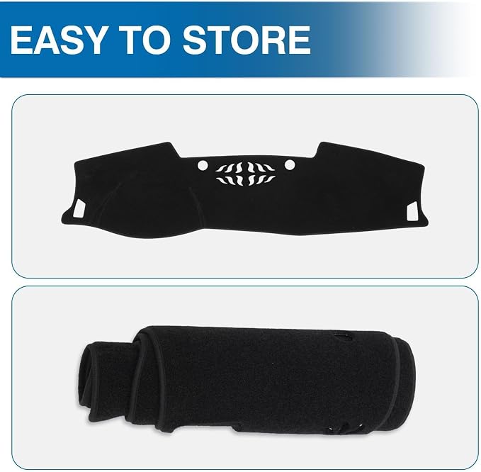 KUST Black Dash Cover for Kia Seltos 2021 2022 2023 (LX, S, S Turbo, EX, SX Turbo) Polyester Dashboard Cover Non-Slip Interior Accessories for Seltos Black (NOT fits for Seltos 2024 2025)