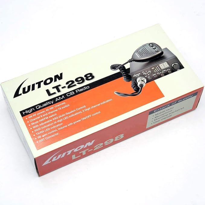LUITON 40-Channel CB Radio LT-298 Compact Design with External Speaker Jack, Large Easy to Read LED Display Compatible with 12-24V Voltage