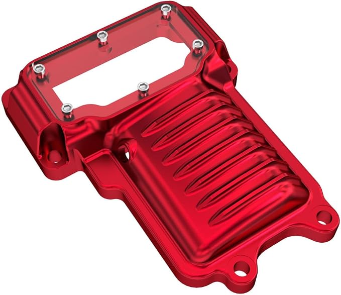 POWER JAMES Red Visible Aluminum Transmission Top Cover Compatible with Harley Davidson 2008-2017 Dyna, Softail,Touring Models with Twin Cam (Red)