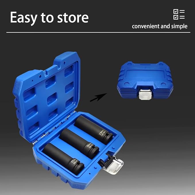 3PCS Twist Lug Nut Socket Set - 1/2 inch Drive Damaged Wheel Nut Lock Remover Extractor - Rusted & Stubborn Locking wheelNut Removal Tool Kit with Metric 17mm 19mm 21mm Sockets
