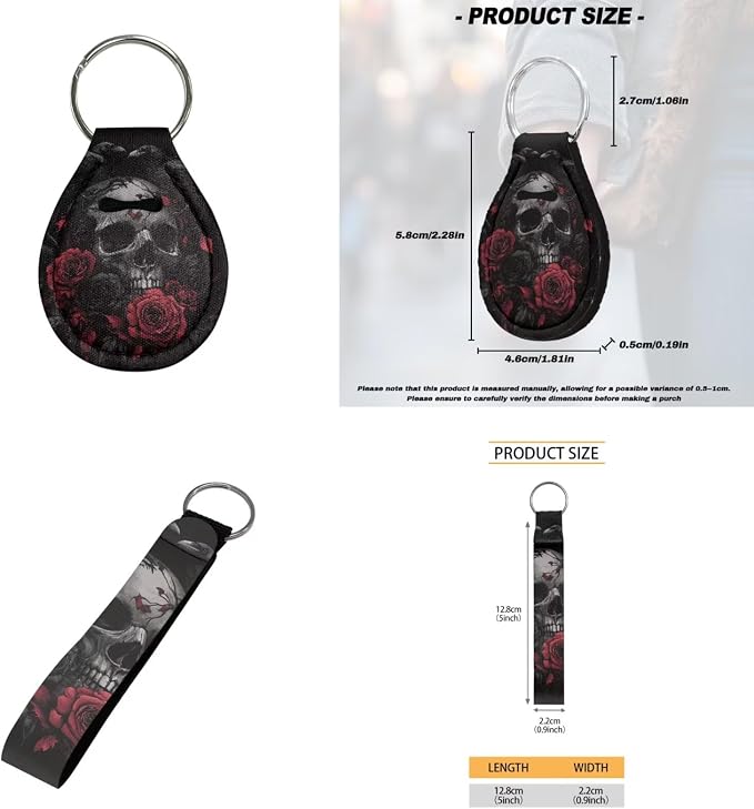 Howilath Raven Rose Skull Car Front Seat Cover with Center Console Cover+Steering Wheel Cover+Seatbelt Pads+Keychain+Coasters Car Accessories Set of 10