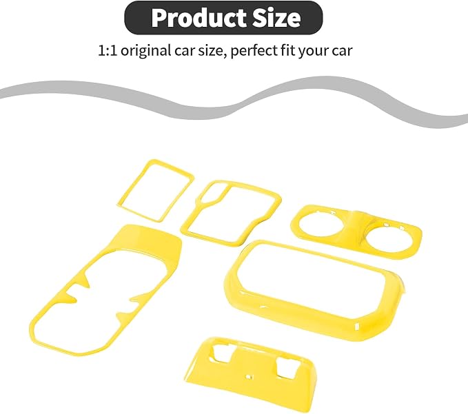 6PCS Interior Trim Kit Fit for 2018-2024 Jeep Wrangler JL JLU & Jeep Gladiator JT,Center Console Rear Outlet Window Switch 4W Drive Gear Shift Cup Holder Trim Cover(Yellow)