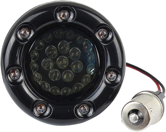 Eagle Lights 8748RTS-HB-1156R Infinity Beam 2 Inch Bullet Rear LED Turn Signals with LED Trim Ring Covers - Compatible With Harley Davidson® Motorcycles - Black Covers / 1156 Base
