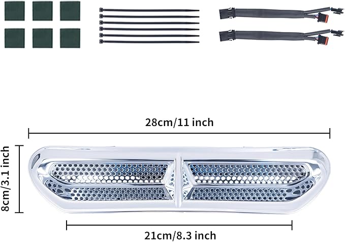 Plug & Play Vent Insert Turn Signal Light LED White Running Light And Amber Turn Signal, Compatible With Harley Touring Street Glide Ultra Limited 2014-2023, ABS Plastic (Chrome)