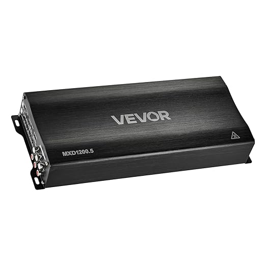 VEVOR 5 Channel Car Audio Amplifier Bridgeable Class D Full Range Amp Max Power 4 x 100W @ 4 Ohm / 4 x 200W @ 2 Ohm + Sub 1 x 500W @ 4 Ohm / 1 x 1000W @ 2 Ohm for Speakers & Subwoofer Vehicles