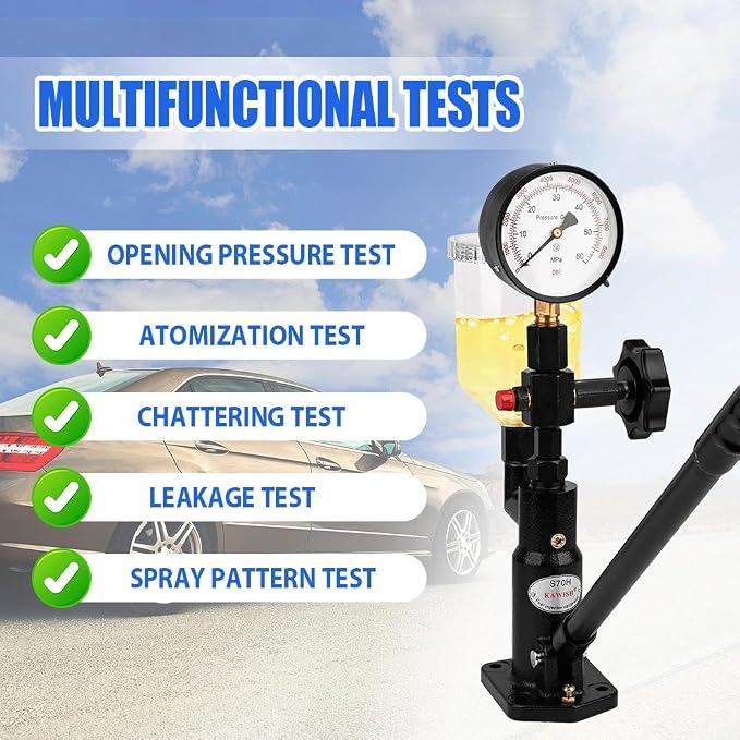 Diesel Fuel Injector Tester New 600Bar 8000PSI Diesel Injector Nozzle Tester Kit with Dual Scale Gauge to Adjust Injector Nozzle Pressure and Testing Diesel Injector Nozzle Pop Pressure Tester