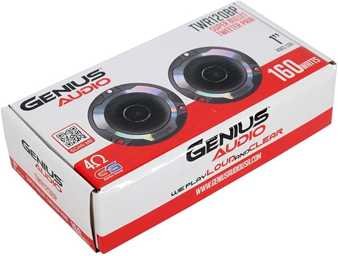 Genius Audio TWR120BP 3.8" Super Bullet Tweeter Ferrite 1" Vc 160W 4 Ohm (2 Speakers Included)