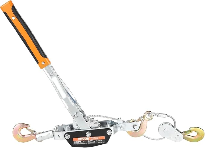 VEVOR Come Along Winch, 5 Ton (11,023 lbs) Pulling Capacity, 11.5 ft Steel Cable, 3 Hooks, Heavy Duty Ratchet Power Puller Tool with Dual Gears, Automotive Hoist Cable Puller Ideal for Vehicle Rescue