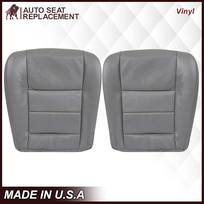 2003 2004 2005 2006 2007 Ford F250 F350 Lariat Synthetic Leather Seat Cover Replacement, Vinyl Seat Cover for Ford F250 F350 (Driver Bottom, Medium Flint (Gray))