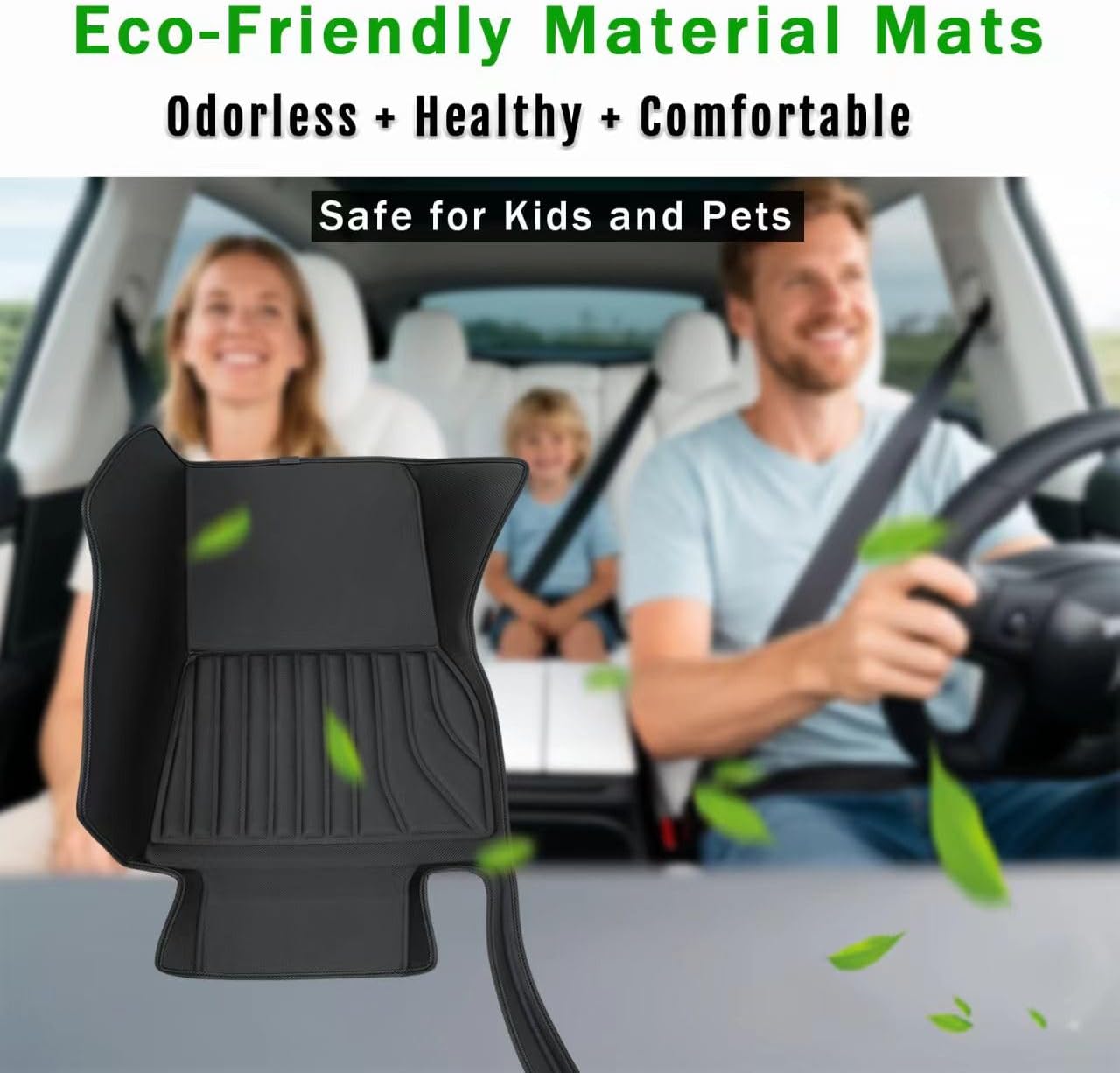 Floor Mats for Tesla Model Y(2021-2025) Custom Fit All Weather Cargo Liner Cargo Trunk,Full 360° Cabin Protection,GapZero Fit with TrackGuard Rail Protection (Does NOT fit 7-Seat & Juniper)