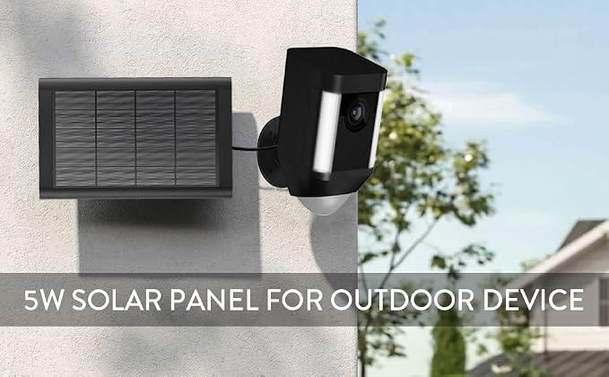 Ring Solar Panel(2nd Generation), 2-Pack 5W Ring Solar Panel Charger with Mount and 12FT Extension Cable for Stick Up Camera & Pro, Spotlight Plus & Pro, Stick Up, Spotlight Cam Battery (2Pack White)