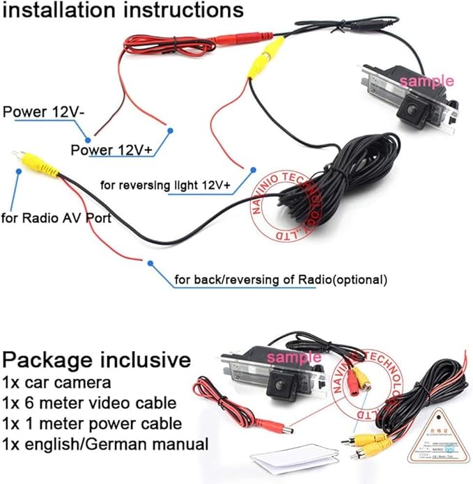 Vehicle Camera Integrated into Case Handle Rear View Reverse Camera Back up Camera Replacement for BMW X1 X3 X4 X5 X6 F18 F35 F45 F46 F48 F80 520Li 525Li 530i 535Li 328Li 320Li (LS8003 with Switch)