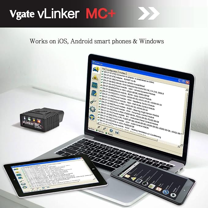 Vgate vLinker MC+ Bluetooth OBD2 Car Diagnostic Scan Tool for iOS, Android, Windows