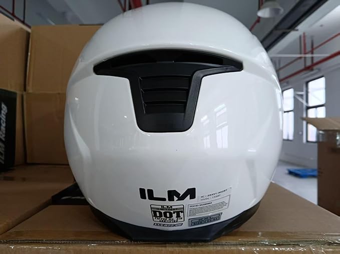 ILM 159BT Bluetooth Modular Motorcycle Helmet 2-3 Riders Intercom Full Face Flip up Casco DOT with Face Mask (White, 2XL)