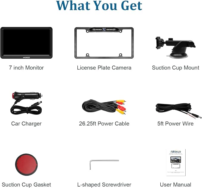 H9 License Plate Backup Camera HD Front Rear View Reverse Camera with 7 LED Night Vision 170 Degree Viewing Angle, Waterproof, for Cars