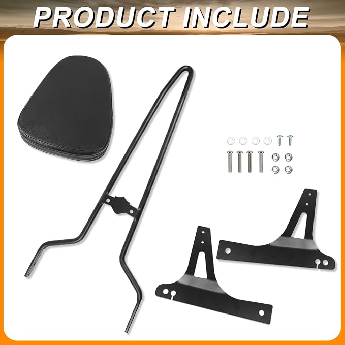 AUFER Detachable Black Passenger Backrest Sissy Bar With Back Rest Pad Compatible With For Harley Dyna Street Bob Super Glide Low Rider Wide Glide FXD FXDB FXDC FXDL FXDWG FXDSE 2006-UP