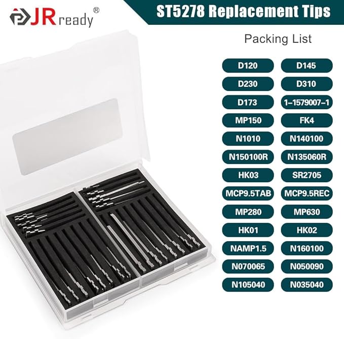 JRready ST5278 Replacement Tips for Pin Removal Tool 26PCS Pin Extractor Tool Tips Electrical Terminal Release Tool Compatible with Deutsch AMP/TE Molex Delphi JST Harting Connectors & More