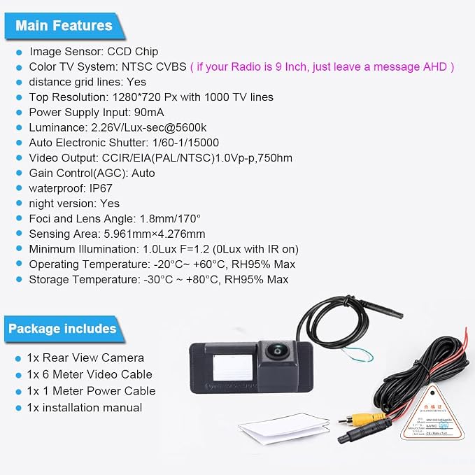 1280 * 720 Pixel Car Backup Camera Replacement for VW LT 28-35 II Bus Mk Van II Mercedes Sprinter Kasten 616CDI 208CDI 211CDI 213CDI 216CDI 208CDI B901 B902 B905 Volvo 240 260 P242 P244 P262 P264