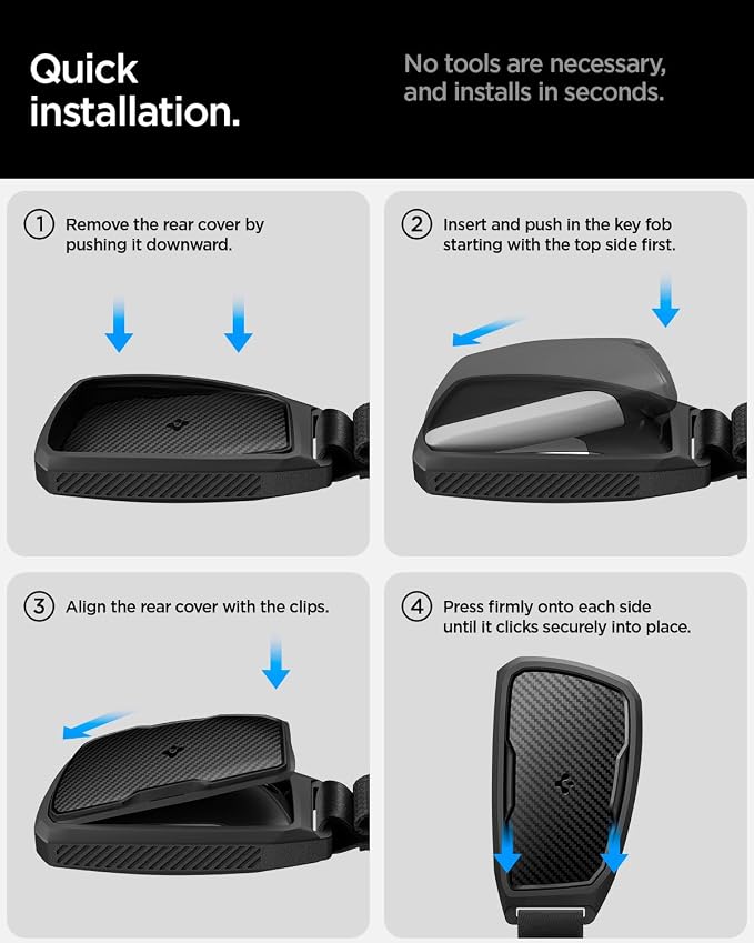 Spigen Rugged Armor Key Fob Cover with Carabiner & Keychain Designed for Ford 3/4/5 Button Smart Key Fobs