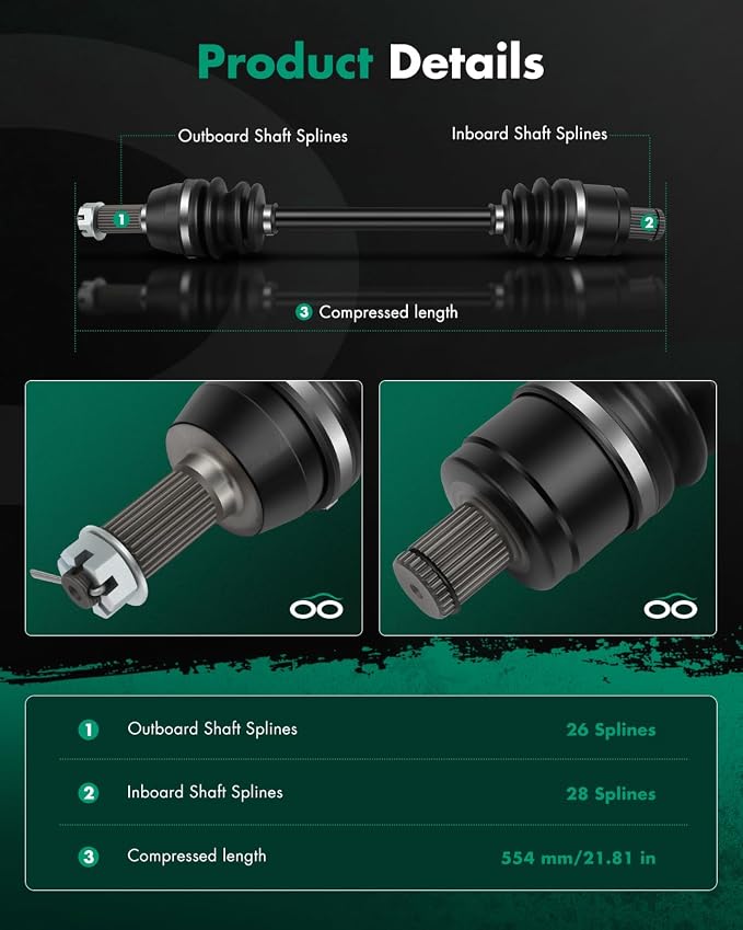 SCITOO CV Axle Shaft Assembly Fits for Polaris Scrambler XP 1000/XP850/850, for Polaris Sportsman XP 1000/XP 850/850/550 Rear Left Right 1332642