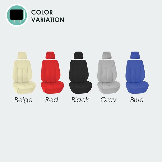 FH Group Neoprene Car Seat Covers - Front Set for Low Back Seats with Removable Headrest, Universal Fit, Airbag Compatible - Solid Blue Seat Covers for SUVs and Vans
