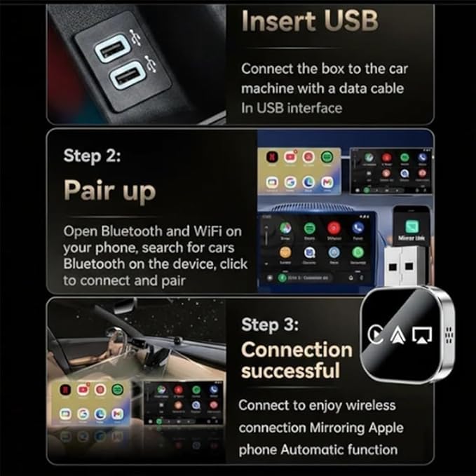 2026 Upgrade 3 in 1 Wireless CarPlay Adapter (for Android)