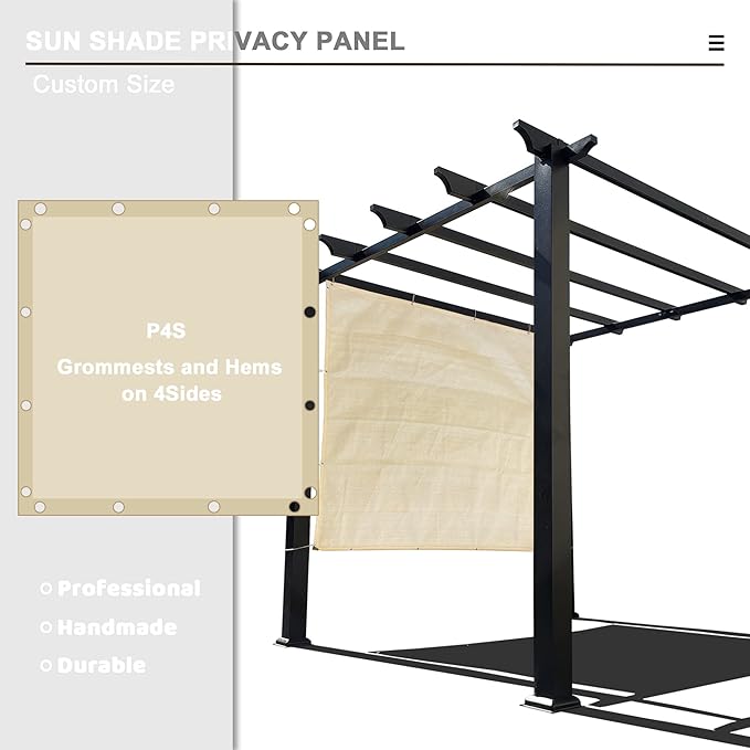Sun Shade Privacy Panel with Grommets on 4 Sides for Patio, Awning, Window Cover, Pergola or Gazebo (Banha Beige, 8' x 5')
