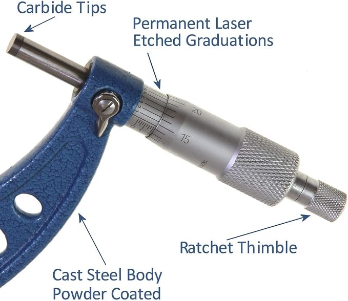 Anytime Tools Outside Micrometer Professional Grade Precision Machinist Tool (2-3"/0.0001")