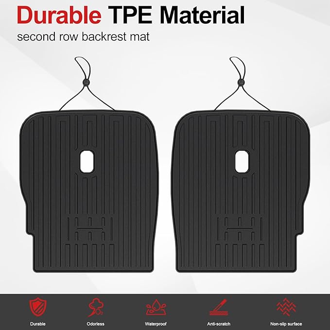 Second Row Backrest Mats for 2020-2025 Kia Telluride Accessories 7 Seater, All Weather TPE Back Seat Protector Replacement for Kia Telluride