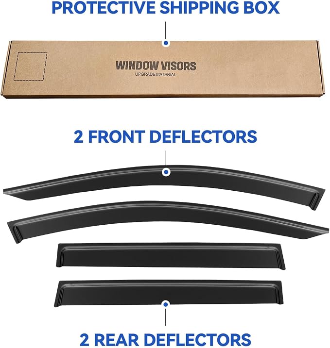 Window Visors Rain Guards Shield for 2018-2024 GMC Terrain, Out-Channel Window Vent Wind Deflectors Visors Shades for 18-24 Terrain SLE SLT AT4 Denali