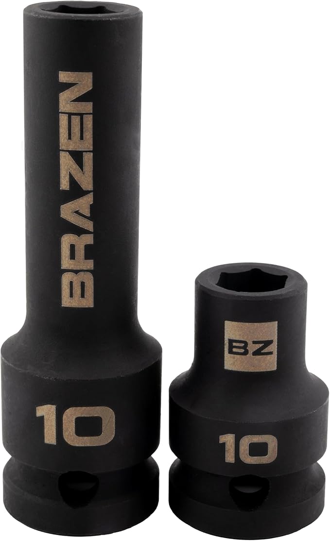 BRAZEN 10mm Impact Socket Two Pack (1/2" Drive, Multi Type)