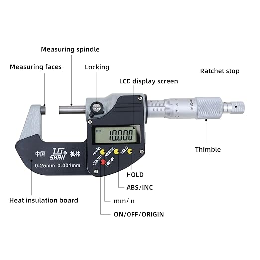 0-1 Professional Digital Micrometer,0.00005" /0.001mm Resolution,Digital Outside Micrometer with Carbide Tip 0-1" Range with Ratchet Stop, Precision Machinist Workshop Automotive Tools