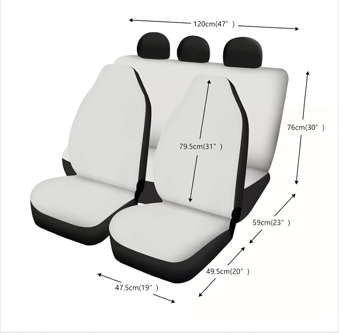 Xoenoiee Eagle Cross Pattern 11 Pcs Car Accessories Seat Cover Full Set, Steering Wheel Cover, Front & Rear Seat Cover, Seat Belt Pads, Cup Coaster, Key Chains - Universal Fit