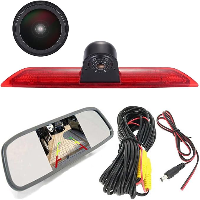 HD 1280x720pixel 3rd Third Brake Light Backup Reverse Camera+4.3" Rear View Mirror Replacement for Ford Transit tourneo Custom Jumbo Kasten V363 F150 F250 F350 V636 MK8 2012-2020 Van