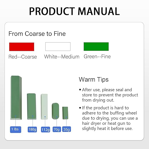 SCOTTCHEN Mini Buffing Polishing Cutting Compounds 4 Oz. Kit - Green Fine/White Medium/Red Coarse - 3 Pack