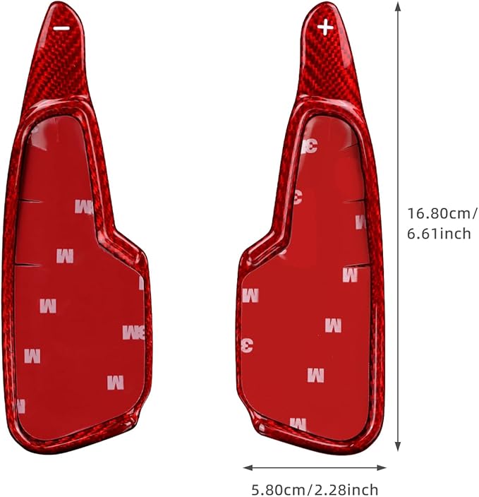 Real Carbon Fiber Steering Wheel Paddles Covers - for Corvette C8 2020 2021 2022 2023 2024 2025 Carbon Fiber Accessories, Durable Anti-Scratch Protective Accessories (Red)