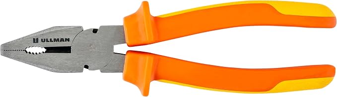 Ullman Insulated 8 in Combination Pliers with Industrial Non-Slip Grip - Perfect Hand Tool for Electricians, HVAC, and Contractors