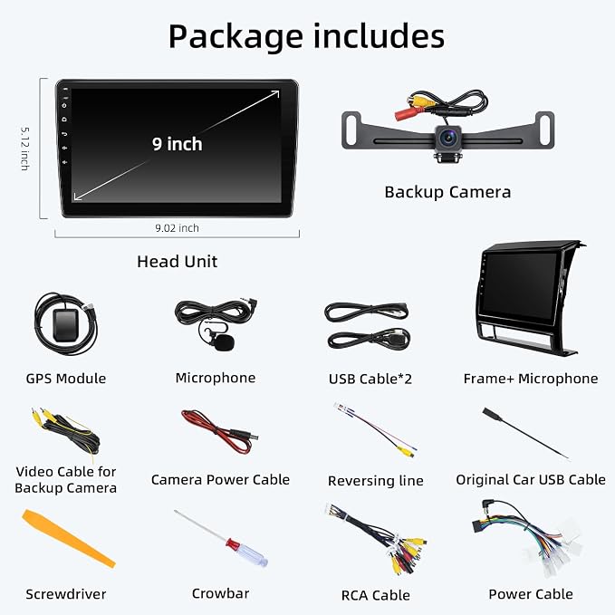 Car Radio Stereo for Toyota Tacoma 2005-2015,Android 15 2+64G 9" Touch Screen Radio with CarPlay Android Auto Bluetooth GPS Navigation HD Backup Camera