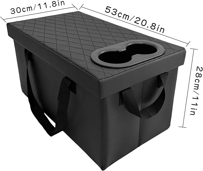 Car Seat Organizer For 2020-2025 Ford Explorer ST/XLT 6 Seater, Car Seat Aisle Storage Box with Cup Holders For 2017-2026 Chrysler Pacifia, Foldable Backseat Console Bin